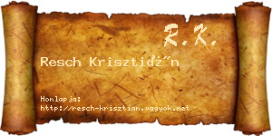 Resch Krisztián névjegykártya